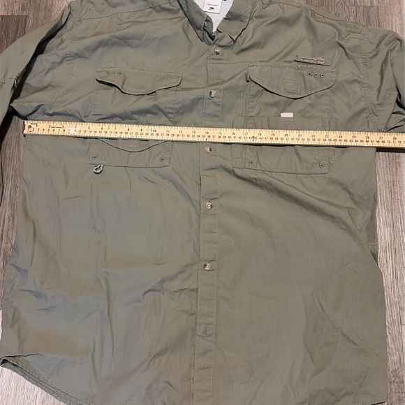 Columbia PFG Mens Green Bonehead Long Sleeve Utility Shirt Vented Size 2XT - Picture 5 of 8